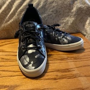 Sperry navy blue and silver shoes.. Size 10